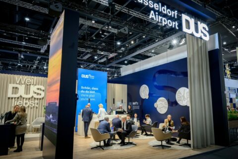 Der Flughafen Düsseldorf präsentiert auf der ITB sein neustes Lounge-Konzept.