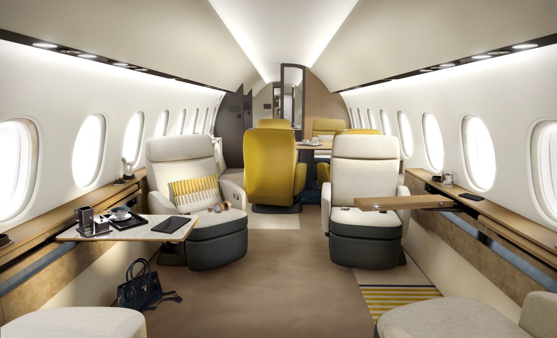 Ob klassische Einzelbestuhlung… Bild: Dassault Aviation