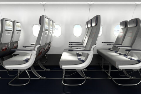 So sieht der neue Helix-Sitz von Collins Aerospace stellt auf der AIX 2026 in Hamburg den neuen Helix-Sitz vor. Drei Airlines rüsten rund 200 Kurzstreckenjets von Airbus und Boeing aus. Vorgestellt wird er auf der AIX 2026 in Hamburg.