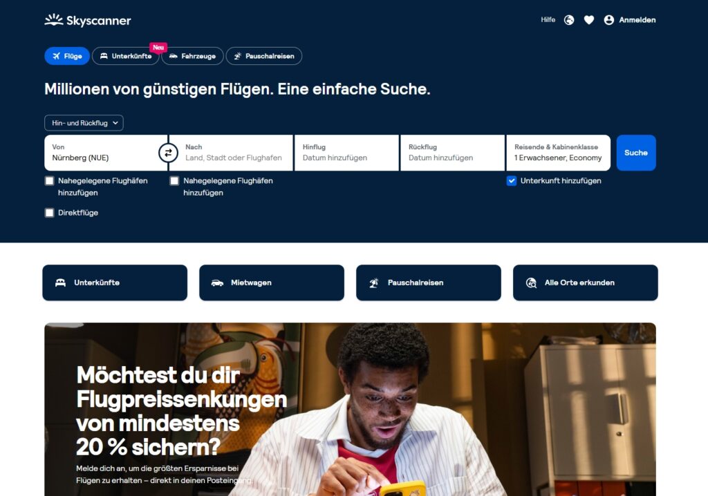 Skyscanner Website Screenshot