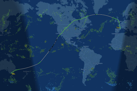 Weltrekordflug: Nonstop von Melbourne nach Toulouse.