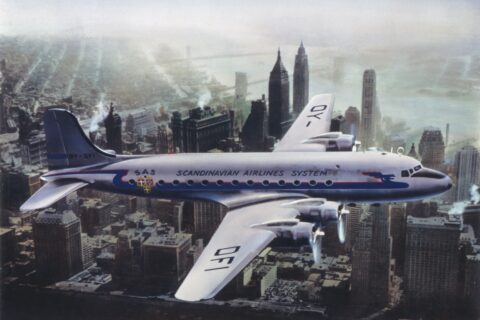 Ankunft des SAS-Premierenflugs mit der DC-4 