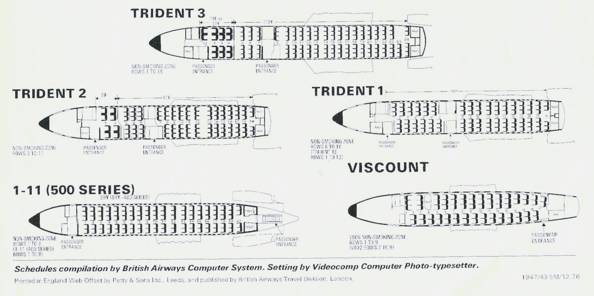 British Airways, Sitzplane, Trident, Viscount