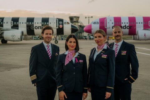 Condor weitet FlyPink gemeinsam mit Eintracht Frankfurt und Brustkrebs Deutschland e. V. aus.